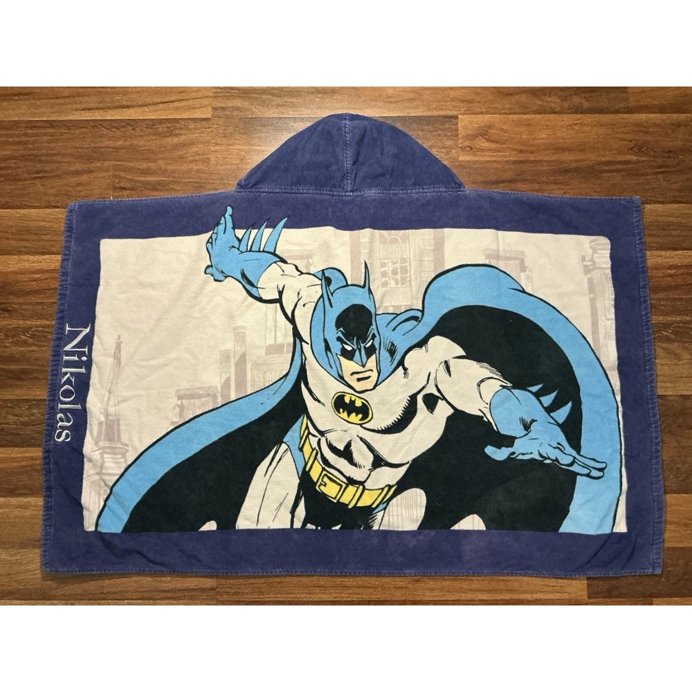 Pottery Barn Kids DC Comics BATMAN Hooded Bath/Beach Towel Embroidered NIKOLAS